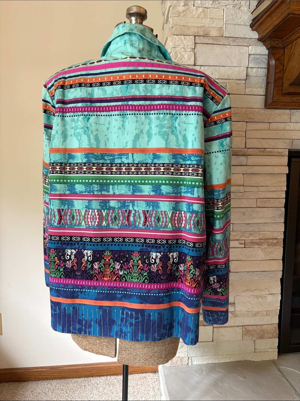 Coldwater Creek Turquoise Multi-Color Patterned Jacket - Picture 2 of 2